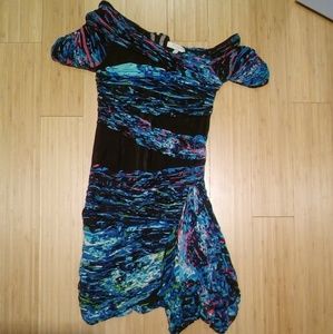 Bcbg runway dress with mesh cutouts